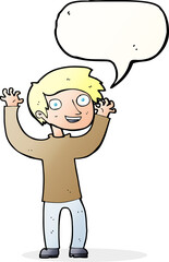 cartoon happy man with speech bubble