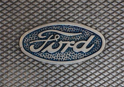 Ford classic logo badge closeup, 19 September 2021, Thessaloniki, Greece	
