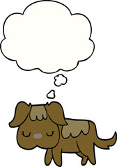 cartoon dog with thought bubble