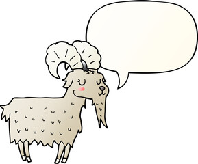 cartoon goat with speech bubble in smooth gradient style
