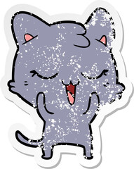 distressed sticker of a cartoon cat