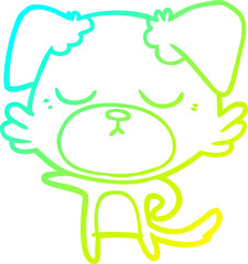 cold gradient line drawing of a cute cartoon dog