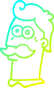 recommend clip art: cold gradient line drawing of a cartoon man with moustache