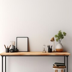 Minimalist Office Desk with Simple Office Essentials. Generative AI