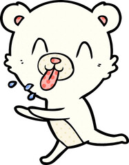 rude cartoon polar bear sticking out tongue