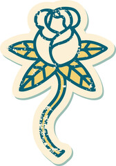 iconic distressed sticker tattoo style image of a flower