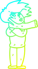 cold gradient line drawing of a cartoon girl with scarf