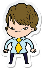 sticker of a cartoon happy woman