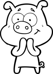 happy cartoon pig