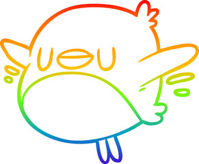 rainbow gradient line drawing of a cute christmas robin
