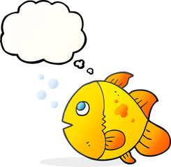 freehand drawn thought bubble cartoon fish