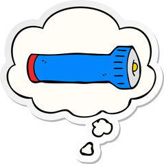 cartoon torch with thought bubble as a printed sticker