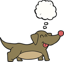 freehand drawn thought bubble cartoon happy little dog