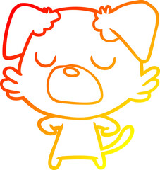 warm gradient line drawing of a cartoon dog