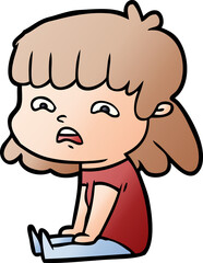 cartoon worried woman