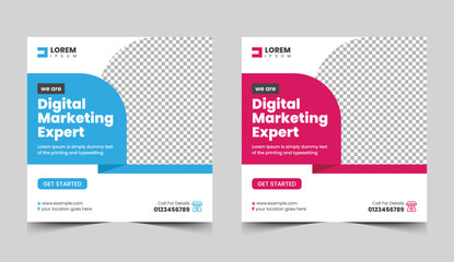 Corporate digital marketing banner for social media post design template