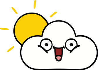 cute cartoon of a sunshine and cloud
