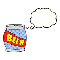freehand drawn thought bubble cartoon beer can