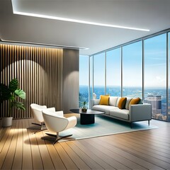 Interior with white sofa and coffee table