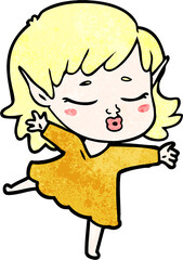 pretty cartoon elf girl dancing