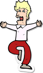 sticker of a cartoon terrified man