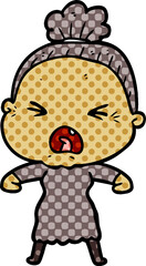 cartoon angry old woman