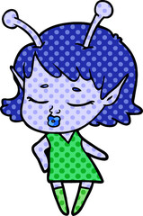 cute alien girl cartoon