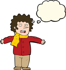 cartoon surprised man with thought bubble