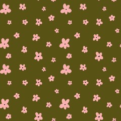 Flower floral pink minimal green pattern sketch 