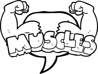freehand drawn speech bubble cartoon muscles symbol