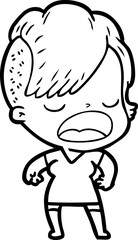 cartoon cool hipster girl talking