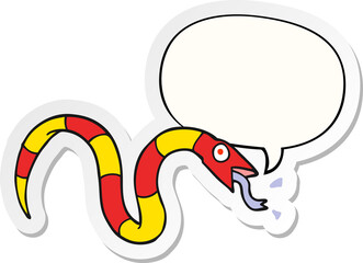 hissing cartoon snake with speech bubble sticker
