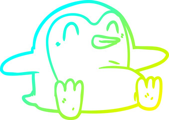 cold gradient line drawing of a penguin Cartoon