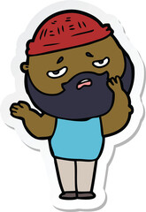 Fototapeta premium sticker of a cartoon worried man with beard