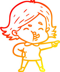 warm gradient line drawing of a cartoon girl pulling face