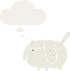 funny cartoon dog with thought bubble in retro style