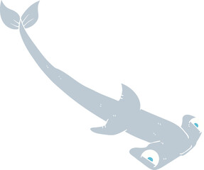 flat color illustration of hammerhead shark - obrazy, fototapety, plakaty