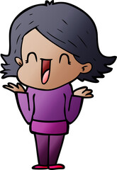cartoon happy woman
