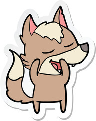 sticker of a cartoon wolf laughing