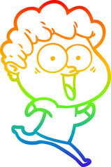 rainbow gradient line drawing of a excited man cartoon