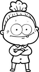 Obraz premium cartoon happy old woman