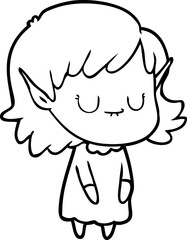 happy cartoon elf girl wearing dress