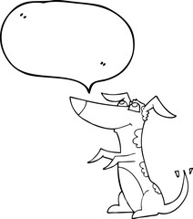 freehand drawn speech bubble cartoon dog