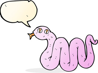 funny cartoon snake with speech bubble