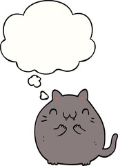 happy cartoon cat with thought bubble