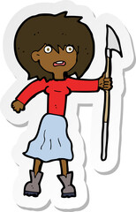 sticker of a cartoon woman with harpoon