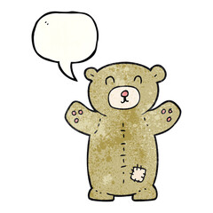 freehand speech bubble textured cartoon teddy bear