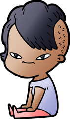 cute cartoon girl with hipster haircut