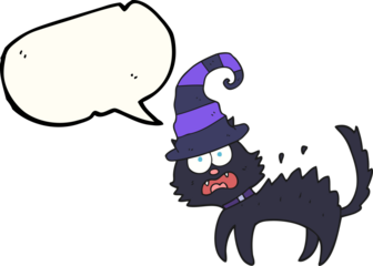 freehand drawn speech bubble cartoon scared black cat