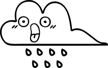 line drawing cartoon of a rain cloud